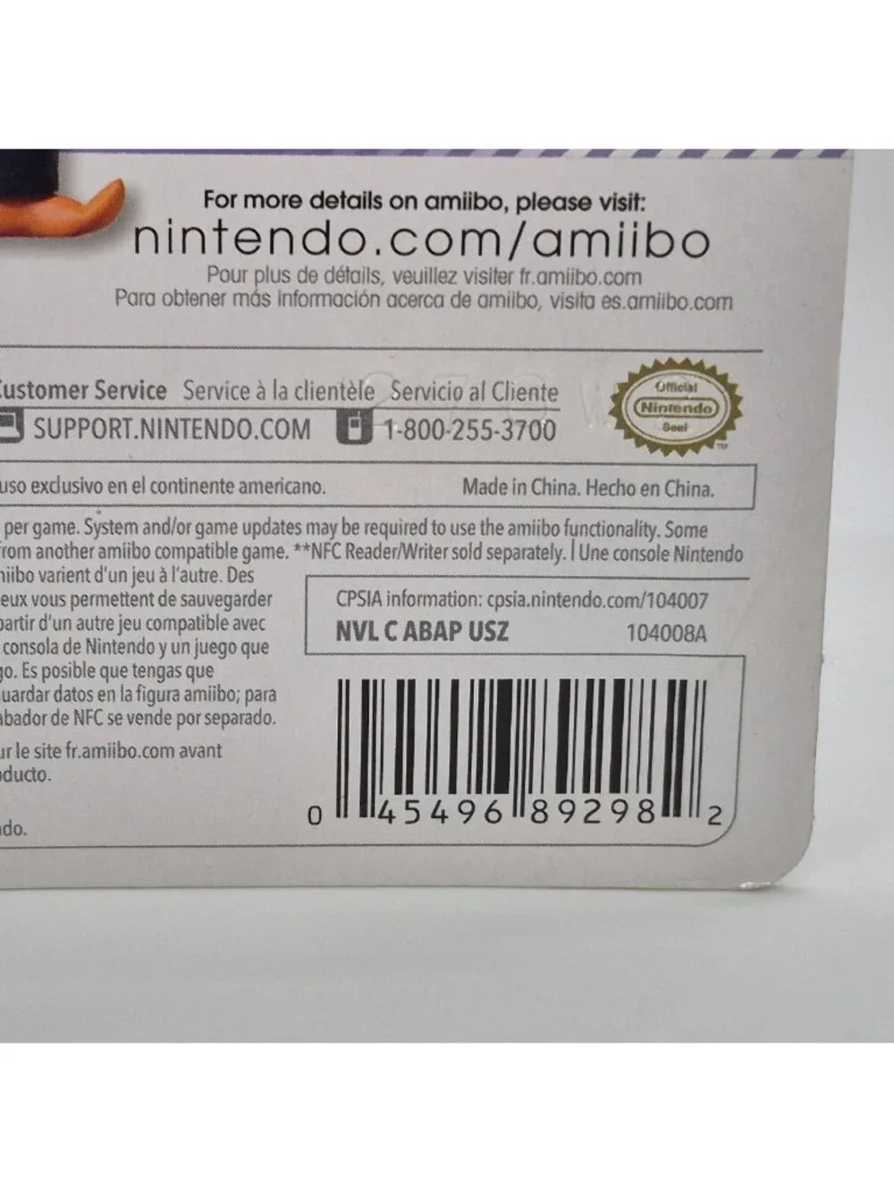 Waluigi amiibo Super Mario Series Nintendo Wii U 3DS New Sealed